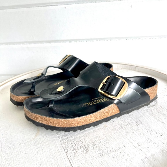 BIRKENSTOCK Gizeh Big Buckle High Shine in Black - 39/ 8- 8.5 - Picture 2 of 9
